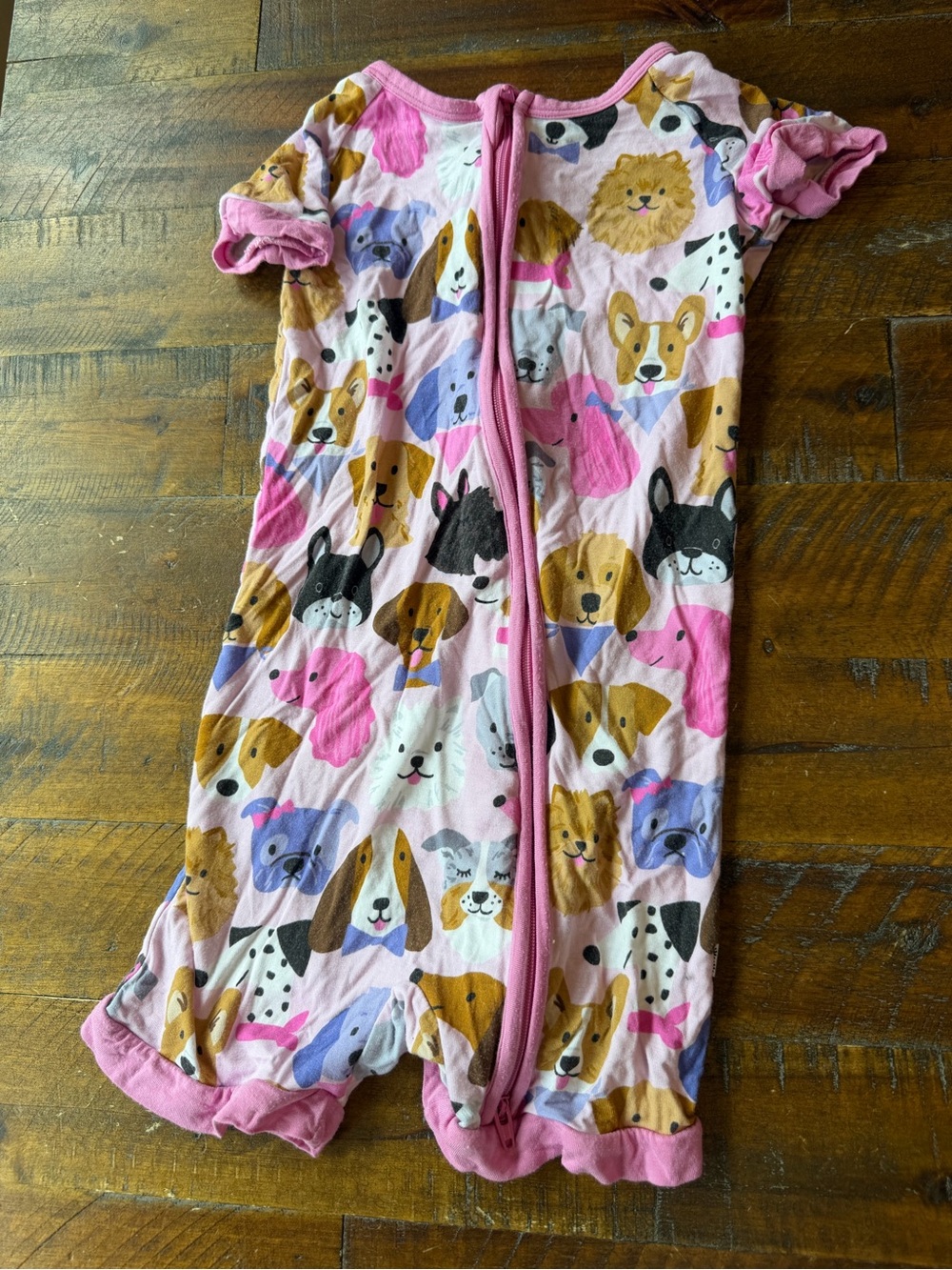Little Sleepies Pink Puppy Print Short Sleeve Romper Pajama